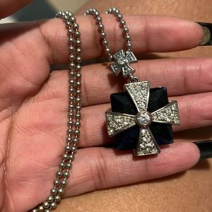 Long sliver Blue diamond chain #49